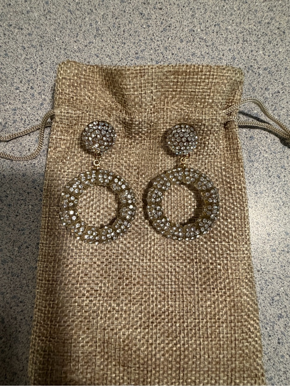LOFT Gold Crystal Hoop Drop Earrings